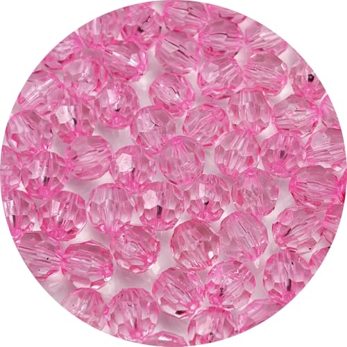 400pcs 8mm Acrylic Round Faceted Beads for Crafts Faceted Spacer Beads for Sewing Crafts Decoration Necklaces Bracelets Earrings Jewelry Making(Pink) - color: Pink, size: 8mm