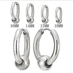 Stainless Steel Circle Beads Huggie Hinged Hoop Earrings for Men Women, 2pc - color: Silver, size: Diameter:14MM