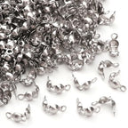304 Stainless Steel End Caps 4x8mm 400pcs Knot Covers for Jewelry DIY Making and Repairing - color: End Caps, size: 4x8mm