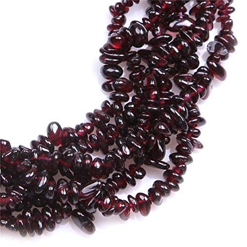 HAAMIIQII 4-6mm Natural Garnet Chips Irregular Chip Stones Loose Gemstone Energy Healing Beads for Jewelry Making 30 Inch Strand - color: Garnet