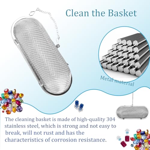 Parts Washer Basket 2 Pcs Stainless Steel Basket for Ultrasonic Jewelry Cleaner, Parts, Ultrasonic Cleaner Basket Ideal Small Parts Jewelry Cleaning Basket Jewelry Steamer - size: 4.3+4.3Inch