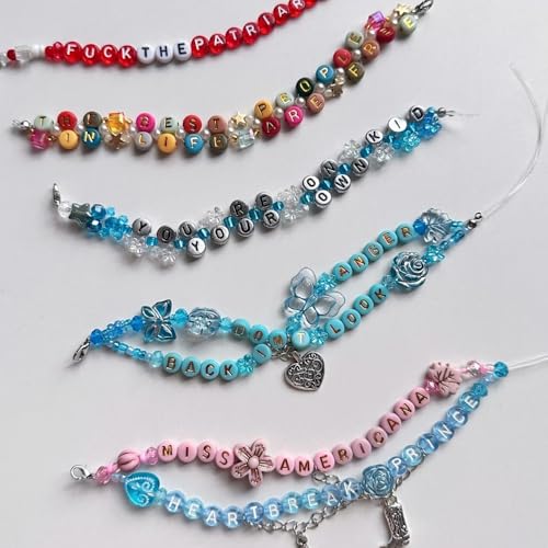 1000pcs Round Letter Beads 4x7mm Acrylic Alphabet Beads Spacer Beads for Jewelry Making Bracelets Necklace Earring Key Chains DIY Craft(D-White Letter Pink Bead) - color: D-White Letter Pink Bead
