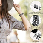 Newlibery Natural Stone Bracelet Beaded-Band Women Compatible with Apple Watch 42mm(S3/2/1) 44/45/46/49mm Feminine Handmade Stretch Strap for iWatch Series 11/10/9/8/7/6/5/4/3/2/1 SE 3/2/1 Ultra1/2/3 - color: A8 Grey Map, size: 46(S10/11)/49/45/44/42mm(S1