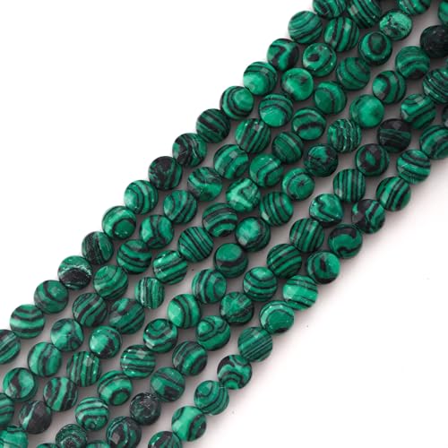 6mm Faceted Natural Malachite Stone Beads Coin Disc Gemstone Spacer Beads for Jewelry Making DIY Bracelet Necklace - color: Malachite