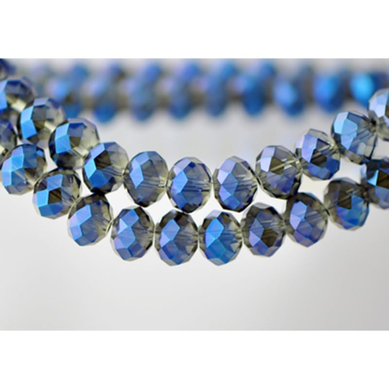 415pcs Rondelle Crystal Glass Beads 2mm 4mm 6mm 8mm Mixed Sizes, Faceted Briolette Spacer Czech Seed Loose Beads for DIY Jewelry Making (Blue) - color: Blue