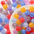 16mm Acrylic Beads Color Crackle Bead Round Loose Space Beads for Necklace Bracelet Earrings DIY Jewelry Crafts Making(Crack-2) - color: crack-2
