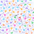 300Pcs Colorful Letter Beads P 4X7mm Individual Round Alphabet Beads for Friendship Bracelets Making - color: Round - P