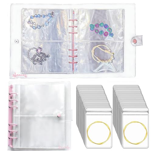 Travel Jewelry Organizer Book, High Capacity Clear Jewelry Storage Book with Portable Thick PVC Pouches,Jewelry Organizer Bags for Earrings Necklace and Rings - color: Clear Pink/60 PVC Large Pouches