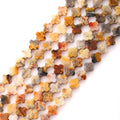 8mm Natural Crazy Agate Gemstone Faceted Clovers Beads Four-Leaf Spacer Loose Beads for DIY Jewelry Making Beads - color: Crazy Agate