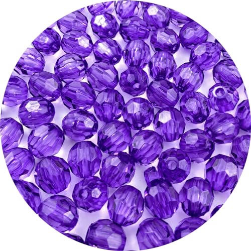 800pcs 6mm Acrylic Round Crystal Faceted Beads for Crafts Spacer Beads for Jewelry Making Necklaces Bracelets Earrings DIY Decoration(Purple) - color: Purple, size: 6mm