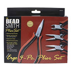 The Beadsmith Ergonomic Pliers Set – Extra Fine Tips – 5 Inches, 4-Pieces: Round Nose, Chain Nose, Flat Nose & Semi-flush Side Cutter – Leatherette Carrying Case Included – Tools for Jewelry Making - size: 4-piece Set - 5"