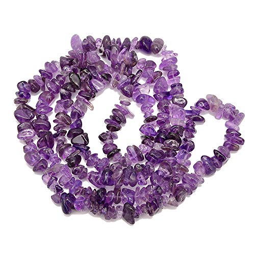 PLTbeads 5-8mm Natral Healing Gemstone Waist Bracelets Necklace Kit Irregular Stone DIY Crafts Design Jewelry Making 1 Strand per Bag Approxi 34 inch (Amethyst Chips) - color: Amethyst Chips