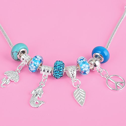 RUBYCA 96Pcs Mix Tibetan White Silver Color Connectors Bails Beads fit European Charm Bracelet Pendant - color: White Shiny Silver