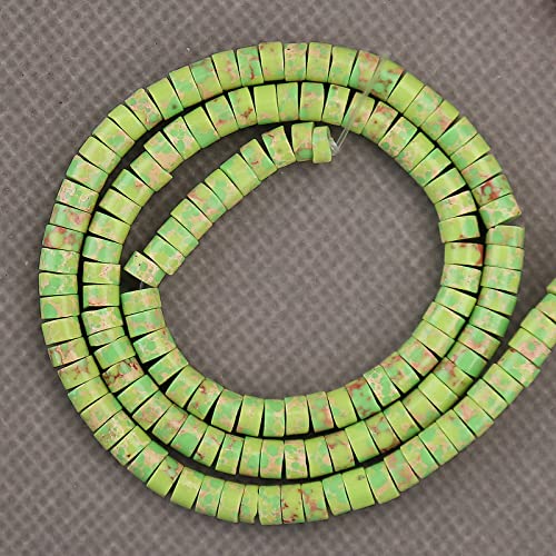 BONNY BOXX 150PCs Natural Green Imperial Jasper Spacer Beads, Loose Semi Precious Flat Round Gemstone Heishi Disc Stone Beads for Beading Jewelry Making 4mm*2mm - color: Green Imperial Jasper, size: 4MM*2MM