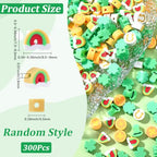 SUNNYCLUE 1 Box 300pcs St Patricks Day Clay Beads Clover Shaped Beads Green Irish Three Leaf Clover Horseshoes Shape Polymer Clay Heishi Disc Bead for Jewelry Making Supplies Holiday Festival Gifts - style: Style 1