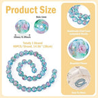 Elecrelive 40Pcs 10mm Flower Glass Beads Gold Sand Lampwork Beads Turquoise Floral Round Crystal for DIY Bracelet Necklace Earring Jewelry Making - color: Pale Turquoise