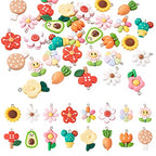 Cheriswelry Cup Cake Resin Pendants Lovely Food Sweet Dessert Dangle Charms Links Hanging Ornament with Metal Loop Fruit Pendants for Key Chains Bracelet Necklace Jewelry Making - color: Mixed Color-Flower*3