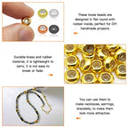 80pcs 8mm Stopper Beads with Rubber Inside Flat Round Rondelle Spacer Beads Adjustable Slider Clasps Round Beads Positioning Spacer Beads for DIY Bracelet Necklaces Jewelry Makings(2mm Hole,4Colors) - color: Gold,silver,rose gold,gun black