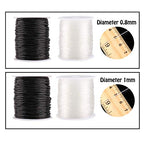4 Rolls Clear Elastic Bracelet String, 0.8mm & 1mm, TuNan Crystal Stretchy Bead String Stretch Cord for Bracelets Beading Jewelry Making - Clear and Black (50/50/55/55 Yards)