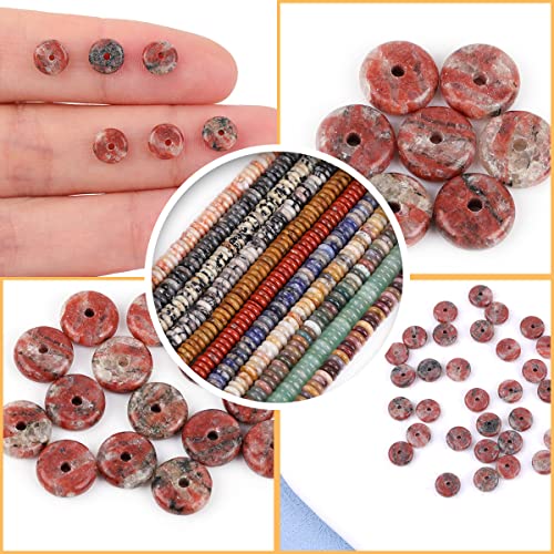GEM-Inside 2x6mm Natural Mixed Red Jasper Gemstone Heishi Disc Rondelle Spacer Beads for Jewelry Making Full 15" Strand Energy Stone Healing Power Crystal - color: Mixed Red Jasper