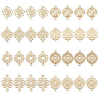 SUPERFINDINGS Baroque Style Links Connectors Gold Double Hole Pendant Connector Flower Flat Round Chinese Knot Connector Charms for DIY Jewelry Making - size: 17-20x13-19mm