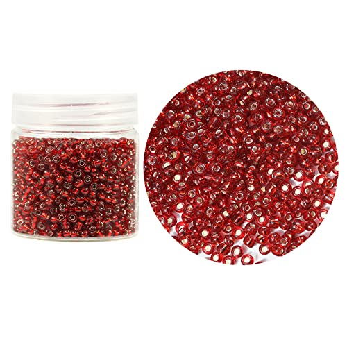 Bala&Fillic Dark Red Silver Lined Color 4mm Seed Beads About 1400pcs in Box 6/0 Glass Craft Seed Beads for Jewelry Making (Dark Red Silver Lined) - color: Dark Red Silver Lined, size: 4mm