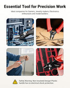 VCELINK Micro Precision Wire Cutter Spring Loaded, 5-Inch Flush Cutter Pliers, Nippers, Small Side Cutter for Electronics, Zip Ties, Craft and Jewelry, Red - color: Red