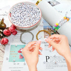 Amaney 1000pcs 7×4mm White Round Acrylic with Rose Gold Alphabet Letter Beads for Jewelry Making - color: 1000RoseGold