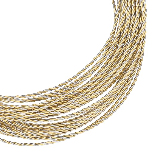 BENECREAT 19.7Ft Round Twist Jewelry Wire, 20 Gauge Tarnish Resistant Brass Craft Wire for Necklace Bracelet Making and Handmade Project, Light Gold & Platinum - color: Light Gold