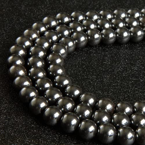 100pcs 6mm Black Hematite Beads Natural Gemstone Beads Round Loose Beads for Crafting and Jewelry Making - color: Black Hematite, size: 6mm