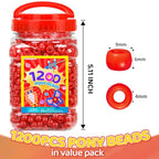 Praisebank Pony Beads, 1200pcs 6x9mm, Wholesale Beads, Bracelets Jewelry Making, Arts & Crafts(Red) - color: RED, size: Small Size