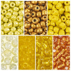 Craftdady 90g Small Glass Seed Beads 6/0 Yellow Bracelet Beads Tiny Round Loose Spacer Beads Handmade Craft Beads with 22pcs 8mm Round Glass Beads for DIY Necklace Jewelry Making