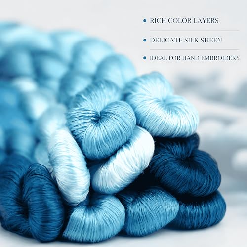 Natural 100% Silk Thread, Handmade Embroidery Thread Silk Floss 9 Colors 110m Each (64) - color: 64