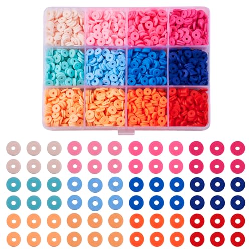 Beadthoven 2820pcs/Box Clay Beads Kit 6mm Vinyl Flat Heshi Bracelet Making Beads Gradient Color Handmade Polymer Clay Preppy Beads for Friendship Bracelet Necklace Jewelry Making DIY Craft Supplies - color: Gradient Color