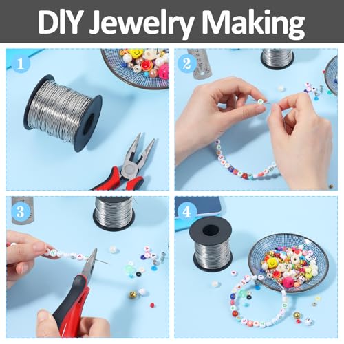 5 Rolls Jewelry Wire for Jewelry Making 18, 20, 22, 24, 26 Gauge Stainless Steel Silver Wire Kit Beading Bendable Craft Wires Tarnish Resistant Beading Wires for Making Crafts