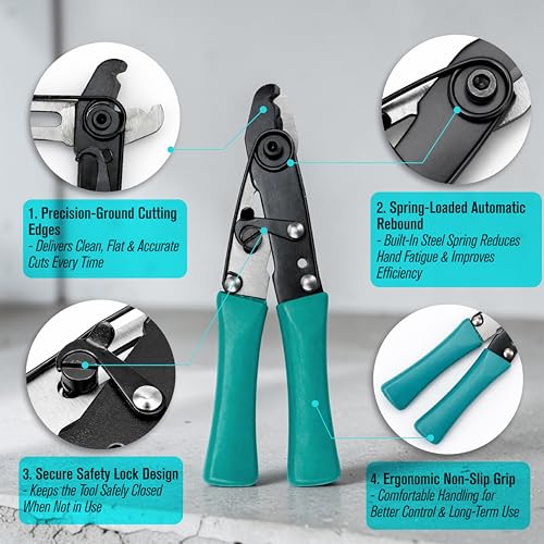 Capillary Tube Cutter - Wire Cutting Pliers Tool for HVAC Air Conditioning and Refrigeration Repairs & Maintenance, Metal Green Snap Clamp On Scissors, Ergonomically Hand Designed Forcep for Copper