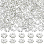 Beebeecraft 80Pcs 6mm Flower Spacer Beads 925 Sterling Silver Plated 304 Stainless Steel Loose Rondelle Granulated Spacer Beads for Jewelry Making Bracelet Necklace DIY Findings Supplies - color: Silver, size: 6mm