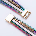 FANCY SHINY Mothers Day Gifts Boho Leather Wrap Bracelet Stackable Infinity Chunky Cuff Bracelets Western Hippie Outfits Jewelry Valentine Gifts for Women - color: Rainbow