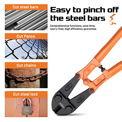 KSEIBI 141585 Heavy-Duty Medium Size Bolt Cutter 24" for Cutting Fence, Steel Wire, Chain, Screws, Rivet, and Medium Padlock, with Soft Grip Rubber Ergonomic Handle Cutters - size: 24 Inch-600mm