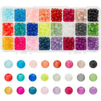 PH PandaHall 1560pcs 24 Color Frosted Glass Beads for Jewelry Making, 6mm Candy Color Frosty Beads Matte Loose Spacer Beads for Friendship Bracelets Necklace Earring Jewelry Making