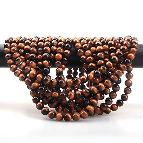 6mm Natural Tiger Eye Stone Round Loose Stone Beads for Jewelry Making DIY Crafts Design 1 Strand 15" APPR.63-65pcs - color: Tiger eye, size: 6mm