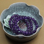 Angelstones Handmade Natural Healing Gemstone 8mm Round Beads Stretch Crystal Bracelet 7 Inch Unisex - color: Amethyst