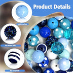 50Pcs Chunky Bubblegum Beads, 20mm Chunky Bubble Gum Beads for DIY Beadable Pens Bracelets Necklaces Pearl Beaded Craft Jewelry Making (Blue) - color: Blue