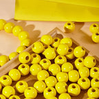 240Pcs Yellow Wood Beads 16mm for Craft Large Hole Wood Beads for Craft - color: Yellow