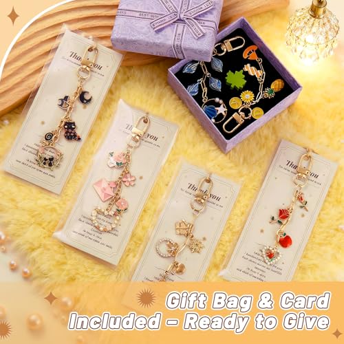 Wurosi 24 Set Lip Gloss Keychain Making Kit, Gold Keychain Clips Hooks with Extender Chain, Cellophane Bags, Thank You Cards, 5M Hemp Rope, for DIY Key Chain Making Crafts, Christmas Gifts - color: 24 Set Keychain Making Kit