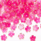 100pcs Cherry Blossom Beads, 5-Petal Pink Gradient Acrylic Flower Beads, Mini Spacer Hair Accessories Halloween Christmas for Bracelets Earring Jewelry Making - color: Pink Gradient