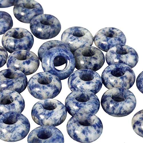 SUNYIK Sodalite Large Hole (6mm) Rondelle Loose Charms European Bead fits Bracelet,Jewelry Makings Pack of 20 - color: Blue-Sodalite, size: 14x8mm