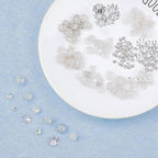 SUNNYCLUE 1 Box 240Pcs 12 Styles Flower Spacer Beads Caps Silver Bead Caps Mixed Tibetan Beads Jewelry Findings for DIY Earring Bracelet Necklace Keyring Making - color: 240pcs Silver