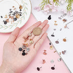 SUNNYCLUE 1 Box 20 Pairs 4 Colors Stainless Steel Ear Studs with Earring Backs Flat Round Earring Findings with Holes for DIY Making Necklace Earrings Bracelet - color: 20 Pairs Mixed Color Ear Studs Findings