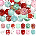 50Pcs Chunky Bubblegum Beads, 20mm Chunky Bubble Gum Beads for Adult DIY Beadable Pens Bracelets Necklaces Pearl Beaded Craft Mother's Day Jewelry Making (Red&Teal) - color: Red+Pink+Green